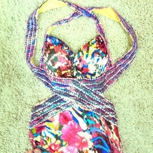 HOLD for Judy Bright fun floral evening gown