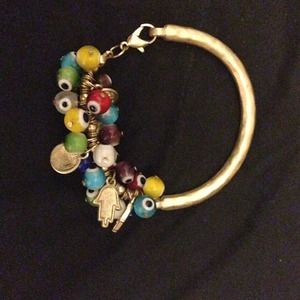 Colored evil eye and gold bracelet/bangle