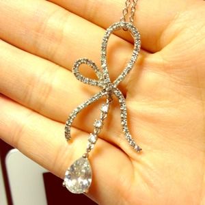 Ribbon jewel necklace 14k silver