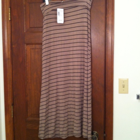 ReserveMaxi Cream and Black Striped Skirt Sz L NWT