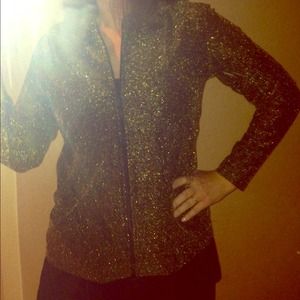 CHICO'S Travelers Gold & Black sparkly jacket.