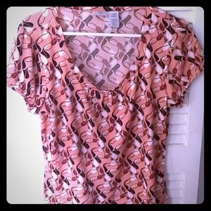 Pink flower swirl design blouse