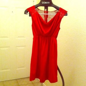 Red dress with woven design shoulders and back