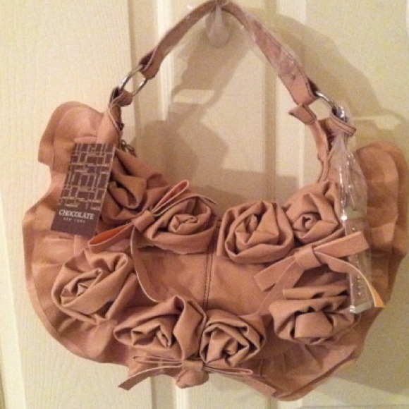 "SOLD"Mauve/ pink bag with rose detailing