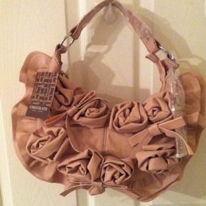 "SOLD"Mauve/ pink bag with rose detailing