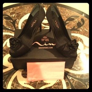 Black Satin Nina Pump