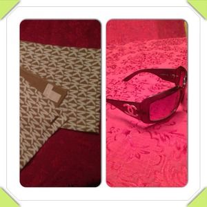 Michael Kors scarf and Chanel sunglasses