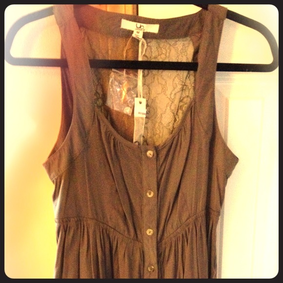 YA Los Angeles Mink Brown Lace Silk Dress