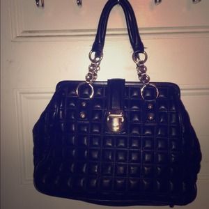 Black quilted handbag