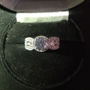 Blue and white Diamonique ring