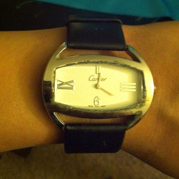 Cartier leather strapped watch