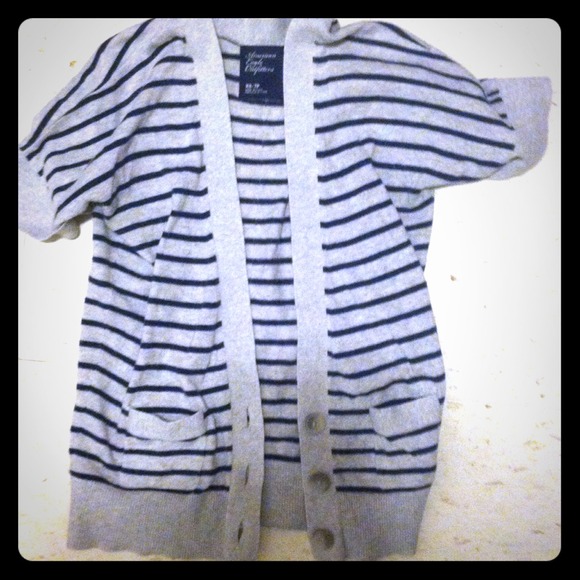 American eagle xs navy blue&gray stripe cover up