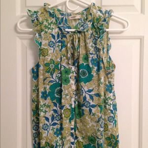 Blue and green floral tank