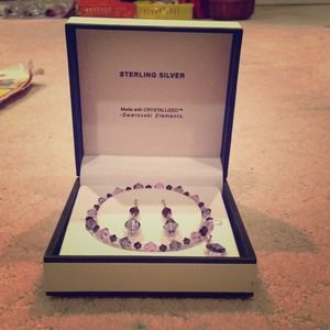 Sterling silver Swarovski earrings and bracelet