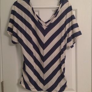 Navy and Tan V-Neck