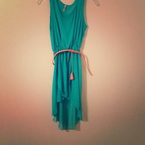 Tobi Teal Dress with Orange Belt
