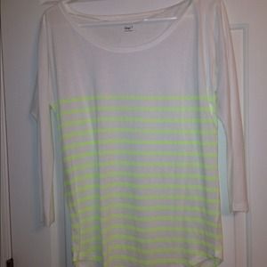 Sheer white and neon striped top
