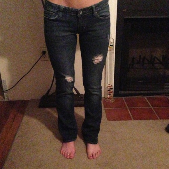 Distressed Bootcut Jeans.