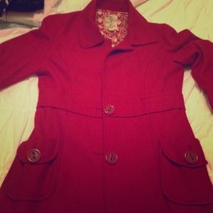 Beautiful RED WOOL LONG COAT SIZE M