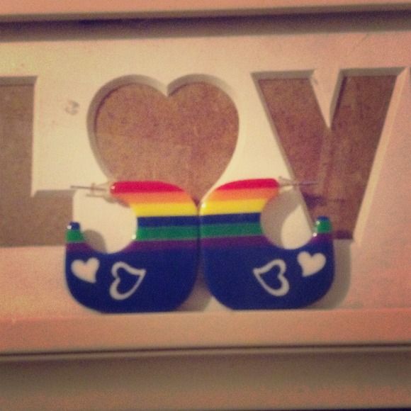 Rainbow and heart half hoops