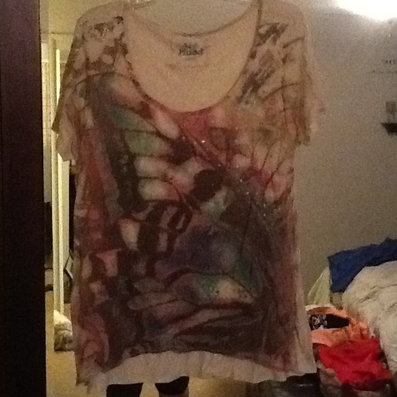 Tan printed mudd shirt