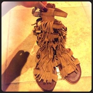 BEBE Top Fringe Sandals