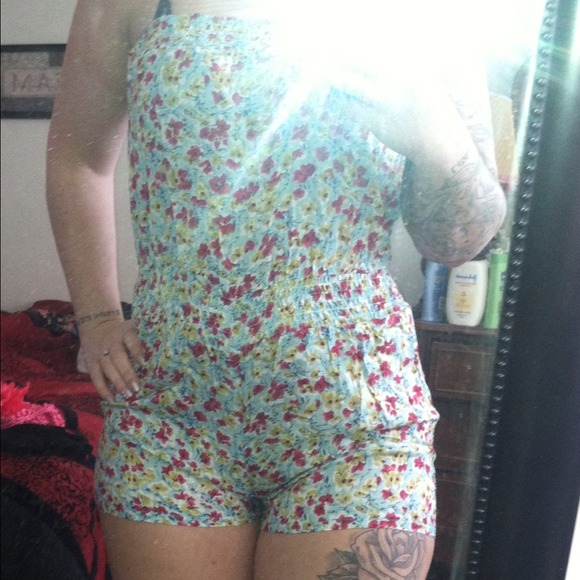 Pale blue floral romper