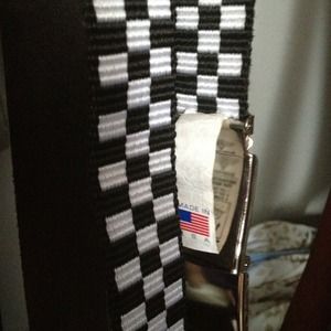 Checkered belt.