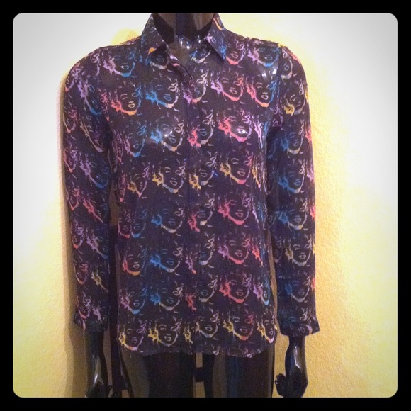 Andy Warhol Inspired "Marilyn Monroe" Sheer Blouse
