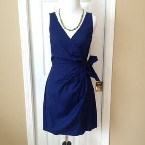 ❌SOLD❌NWOT LOFT cotton navy faux-wrap dress