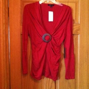 NWT Red BCBG v-neck top