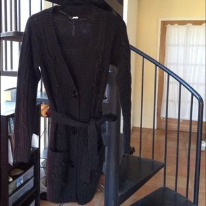 ❌SOLD IN BUNDLE❌Long Black Cardigan with Tie Wrap
