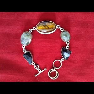 Sterling silver and stone bracelet