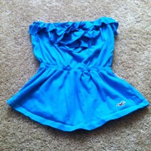 SOLD for taylor!!!Frilly turquoise strapless top