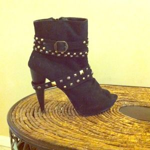 Faux suede black booties