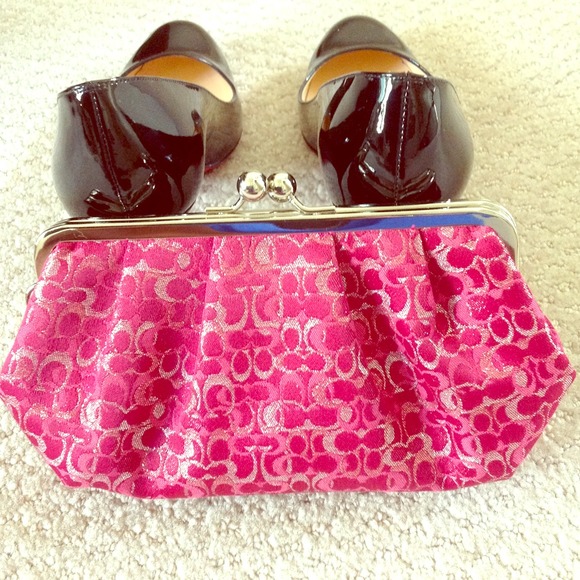 Coach Pretty Pink & Silver Clutch