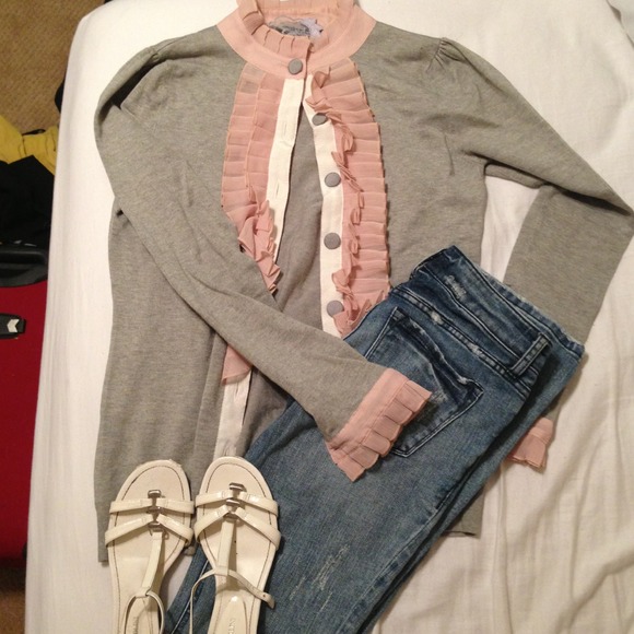 twelve & twelve Los Angeles  Jackets & Blazers - Pink & grey light jacket with ruffles