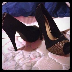 Black with Gold Heels