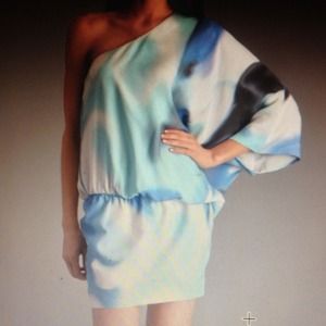 Halston Heritage one shoulder silk dress.