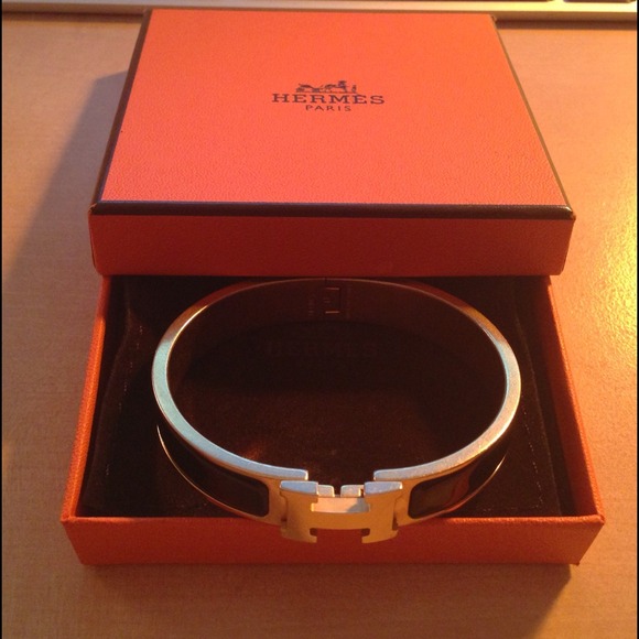 Hermes Gold and Black enamel H bracelet