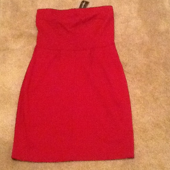 Express Red Strapless Dress
