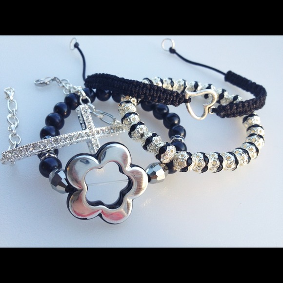 NWOT Black custom handmade bracelet set - Picture 2 of 4