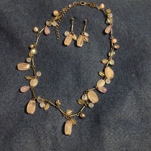 Lia Sophia Rose Quartz necklace & earrings