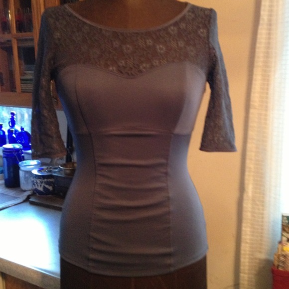 Grey Slimming Top with lace