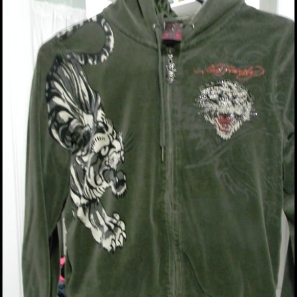 Authentic Ed hardy Velour track suit