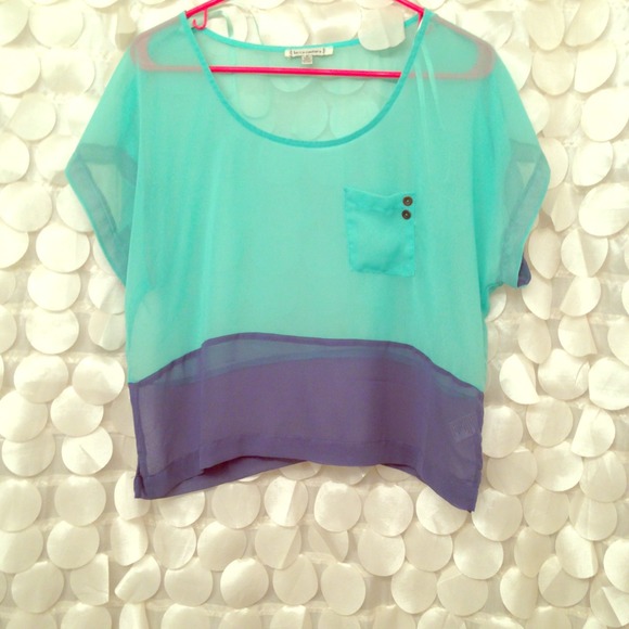 🚩Sold in bundle🚩 Mint&blue sheer top