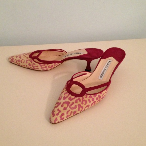 Manolo Blahnik Pointed Toe Cheetah Heels