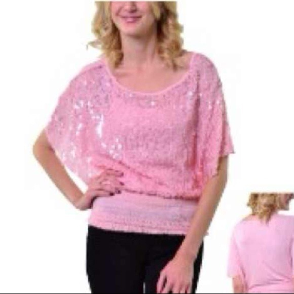 Tops - **brand new** X LARGE pink sequined shirt