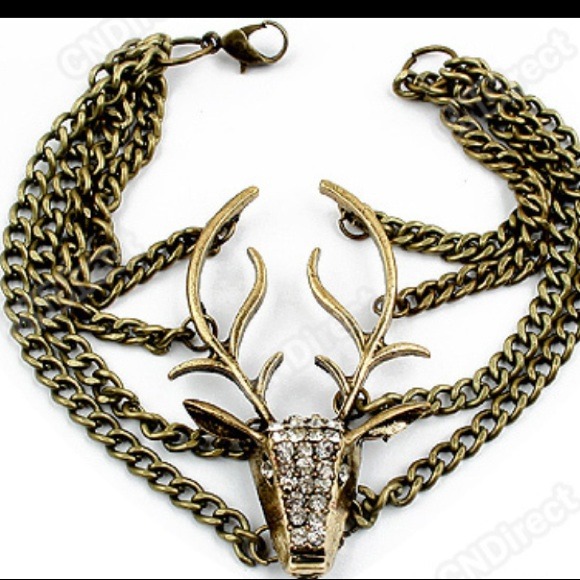 Unique deer head rhinestone bracelet