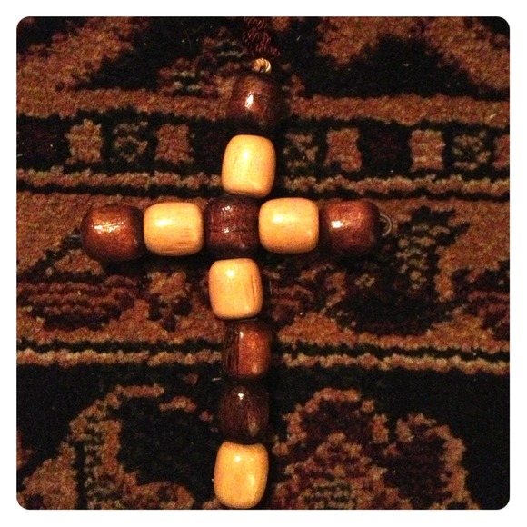 Brown wooden bead cross